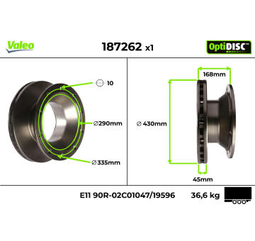 Brzdový kotúč VALEO 187262