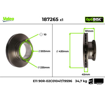 Brzdový kotúč VALEO 187265