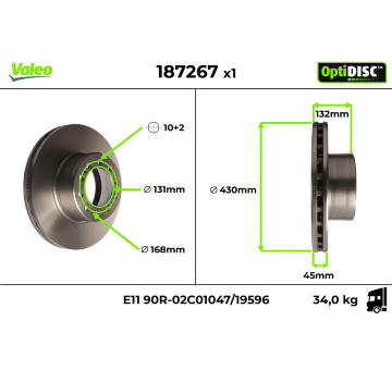 Brzdový kotúč VALEO 187267