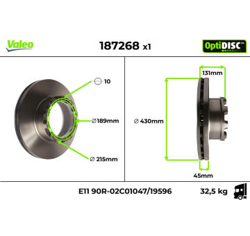 Brzdový kotúč VALEO 187268