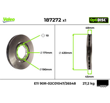 Brzdový kotúč VALEO 187272
