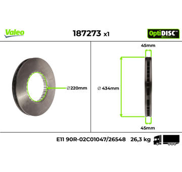 Brzdový kotúč VALEO 187273