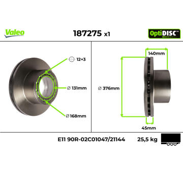 Brzdový kotúč VALEO 187275