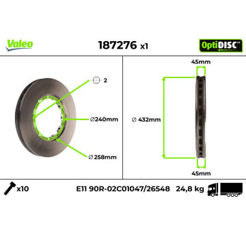 Brzdový kotúč VALEO 187276