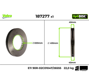 Brzdový kotúč VALEO 187277