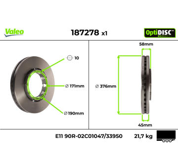 Brzdový kotúč VALEO 187278