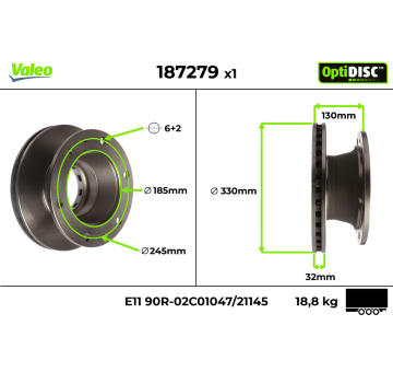 Brzdový kotúč VALEO 187279