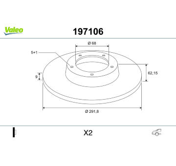 Brzdový kotouč VALEO 197106