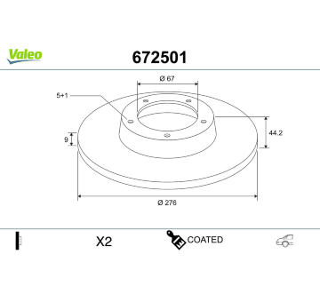 Brzdový kotouč VALEO 672501