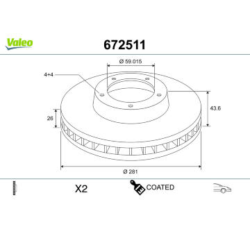 Brzdový kotouč VALEO 672511