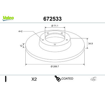 Brzdový kotouč VALEO 672533