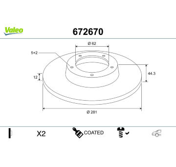 Brzdový kotouč VALEO 672670