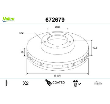 Brzdový kotouč VALEO 672679