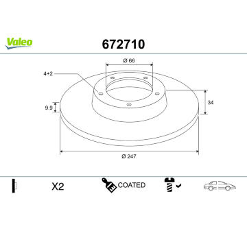 Brzdový kotouč VALEO 672710