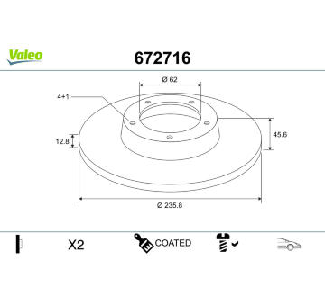 Brzdový kotouč VALEO 672716
