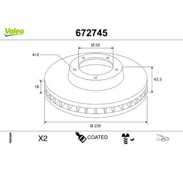 Brzdový kotouč VALEO 672745