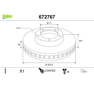 Brzdový kotouč VALEO 672767