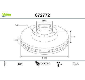 Brzdový kotouč VALEO 672772