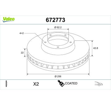 Brzdový kotouč VALEO 672773