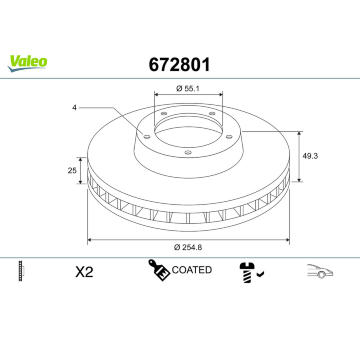 Brzdový kotouč VALEO 672801