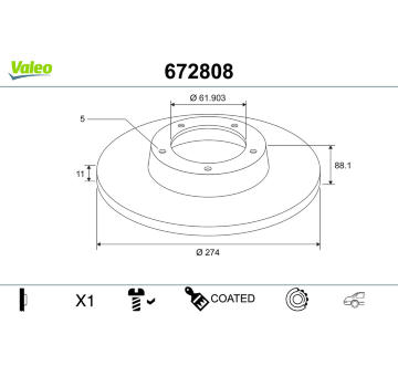 Brzdový kotouč VALEO 672808