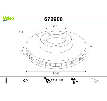 Brzdový kotouč VALEO 672908