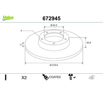 Brzdový kotouč VALEO 672945