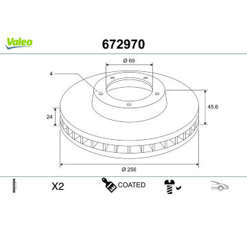 Brzdový kotouč VALEO 672970