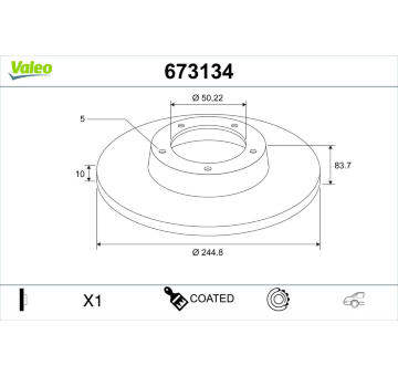 Brzdový kotouč VALEO 673134