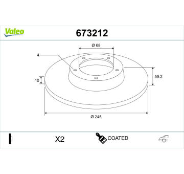 Brzdový kotouč VALEO 673212