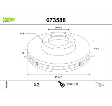 Brzdový kotouč VALEO 673588