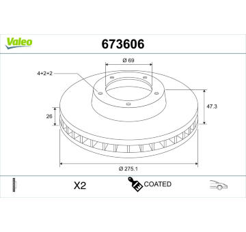 Brzdový kotouč VALEO 673606