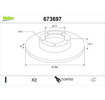 Brzdový kotouč VALEO 673697