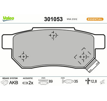 Sada brzdových destiček, kotoučová brzda VALEO 301053