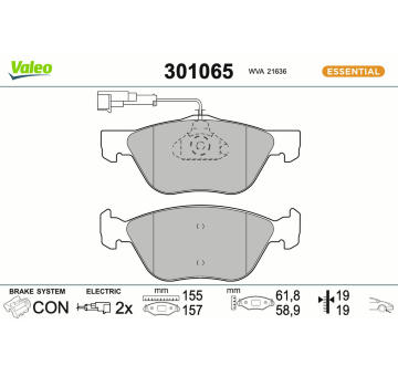 Sada brzdových platničiek kotúčovej brzdy VALEO 301065