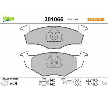 Sada brzdových destiček, kotoučová brzda VALEO 301066