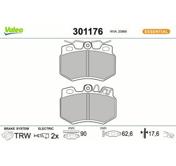 Sada brzdových destiček, kotoučová brzda VALEO 301176