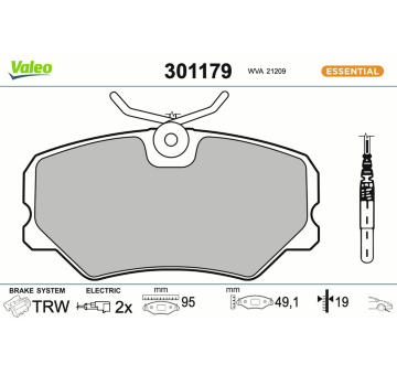 Sada brzdových platničiek kotúčovej brzdy VALEO 301179