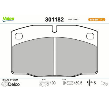 Sada brzdových destiček, kotoučová brzda VALEO 301182