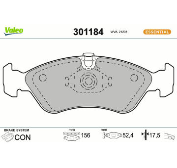 Sada brzdových destiček, kotoučová brzda VALEO 301184