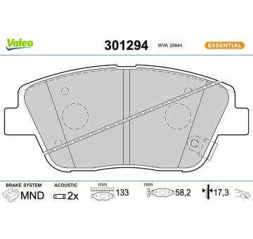 Sada brzdových destiček, kotoučová brzda VALEO 301294