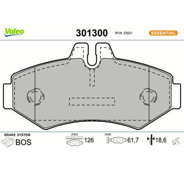 Sada brzdových destiček, kotoučová brzda VALEO 301300