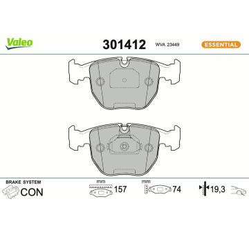 Sada brzdových destiček, kotoučová brzda VALEO 301412