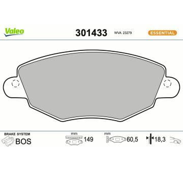 Sada brzdových platničiek kotúčovej brzdy VALEO 301433
