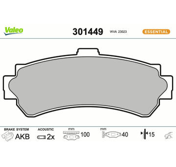 Sada brzdových destiček, kotoučová brzda VALEO 301449