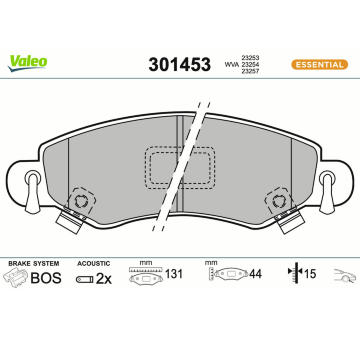Sada brzdových platničiek kotúčovej brzdy VALEO 301453
