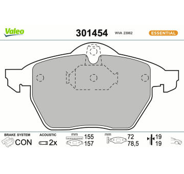 Sada brzdových destiček, kotoučová brzda VALEO 301454