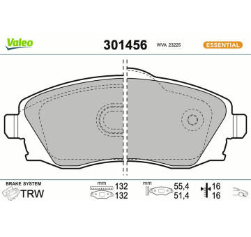 Sada brzdových platničiek kotúčovej brzdy VALEO 301456