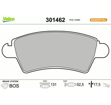 Sada brzdových platničiek kotúčovej brzdy VALEO 301462