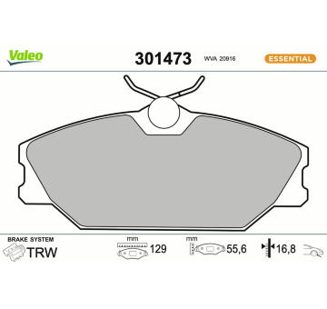 Sada brzdových destiček, kotoučová brzda VALEO 301473